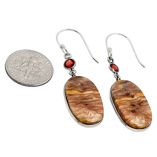 Wave Dolomite and Garnet Earrings E-1002 SDE90956