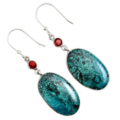 Shattuckite and Garnet Earrings E-1002 SDE90961