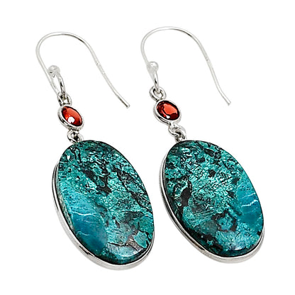 Shattuckite and Garnet Earrings E-1002 SDE90961