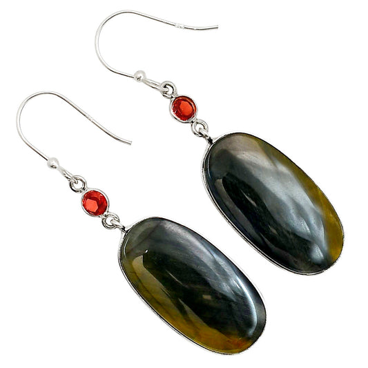 Blue Tiger Eye and Garnet Earrings E-1002 SDE90963