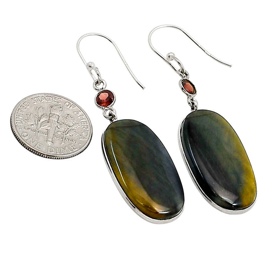 Blue Tiger Eye and Garnet Earrings E-1002 SDE90963