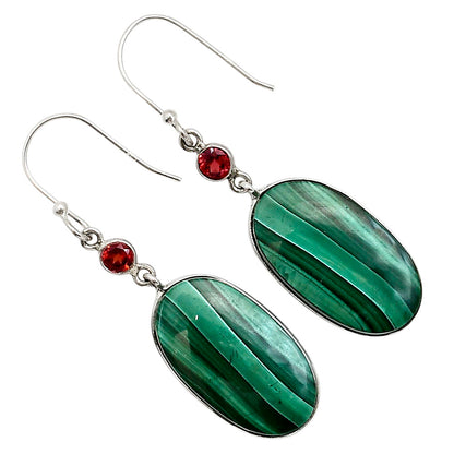 Malachite Eye and Garnet Earrings E-1002 SDE90965
