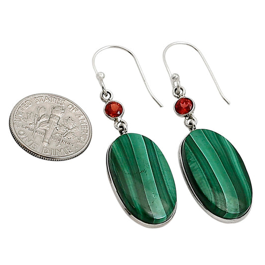 Malachite Eye and Garnet Earrings E-1002 SDE90965