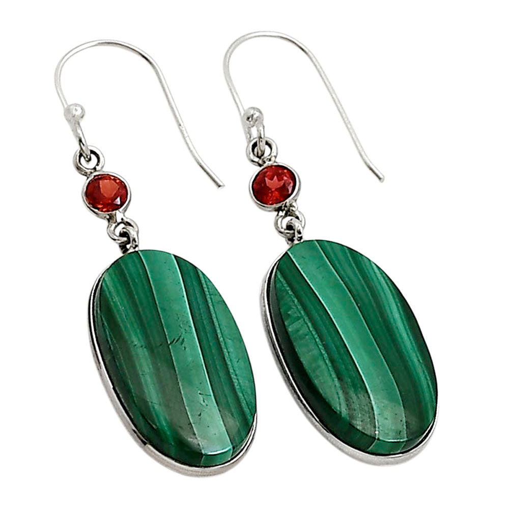 Malachite Eye and Garnet Earrings E-1002 SDE90965