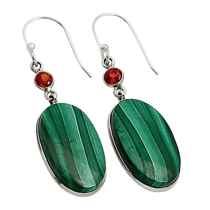 Malachite Eye and Garnet Earrings E-1002 SDE90965