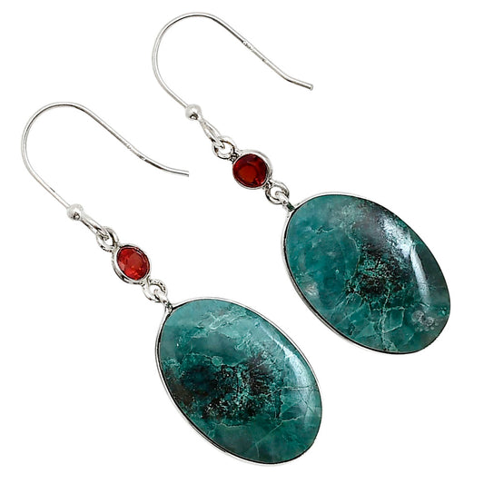 Shattuckite and Garnet Earrings E-1002 SDE90967