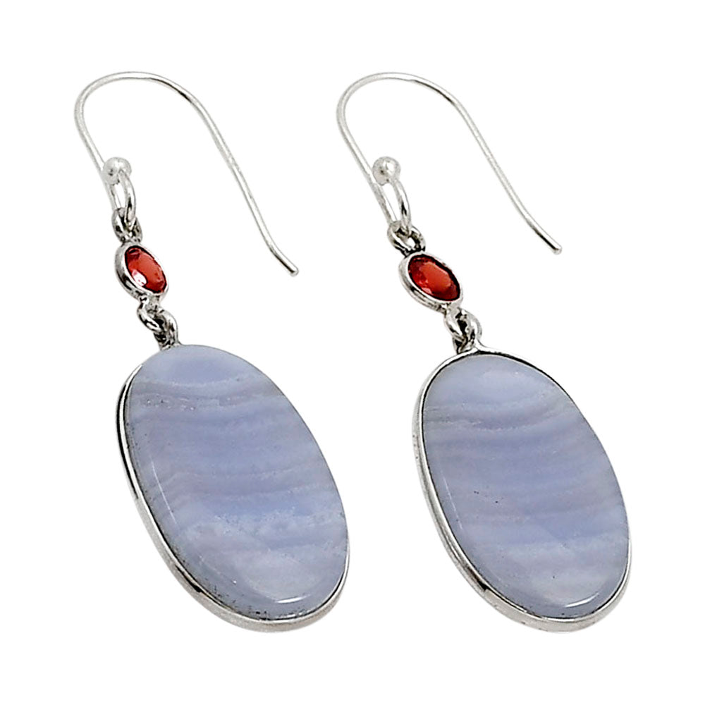 Blue Lace Agate and Garnet Earrings E-1002 SDE90972
