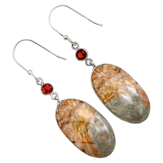 Wave Dolomite and Garnet Earrings E-1002 SDE90977