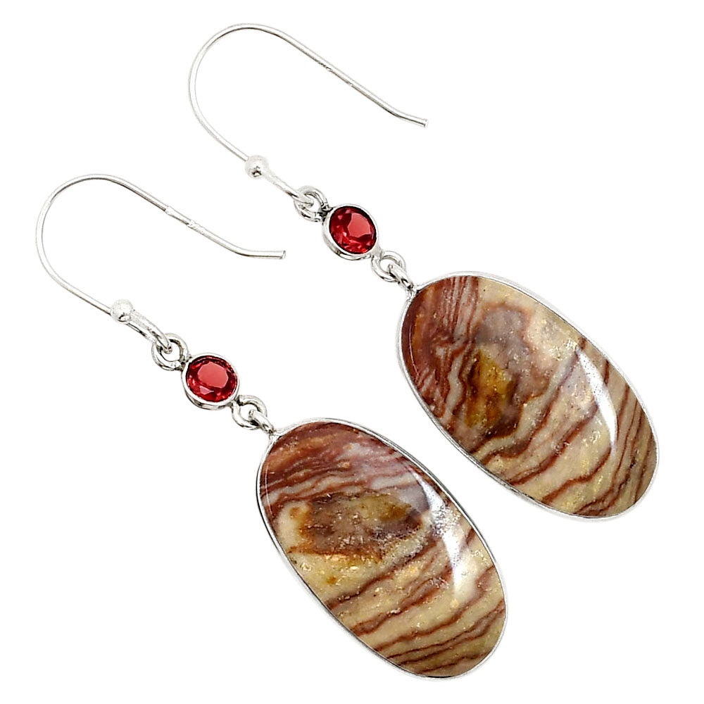 Wave Dolomite and Garnet Earrings E-1002 SDE90979