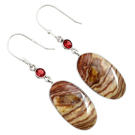 Wave Dolomite and Garnet Earrings E-1002 SDE90979