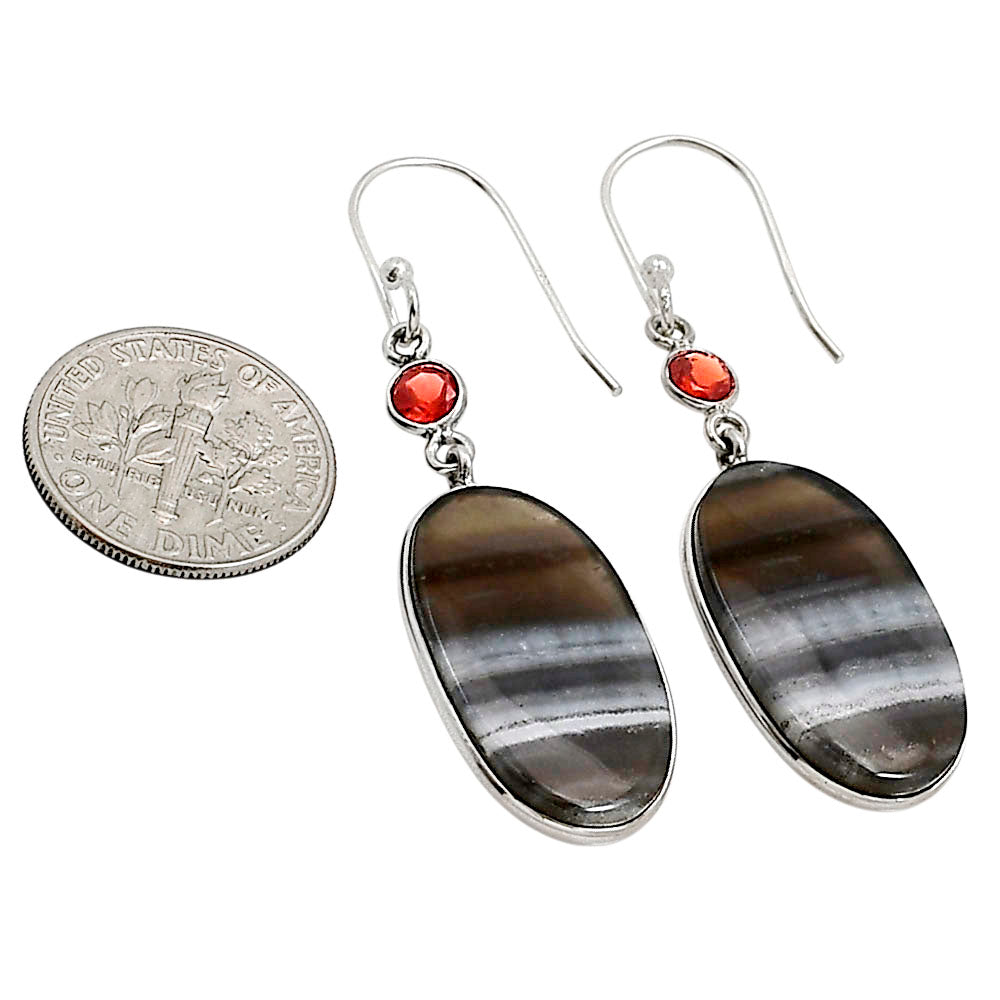 Banded Onyx and Garnet Earrings E-1002 SDE90983