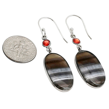 Banded Onyx and Garnet Earrings E-1002 SDE90983