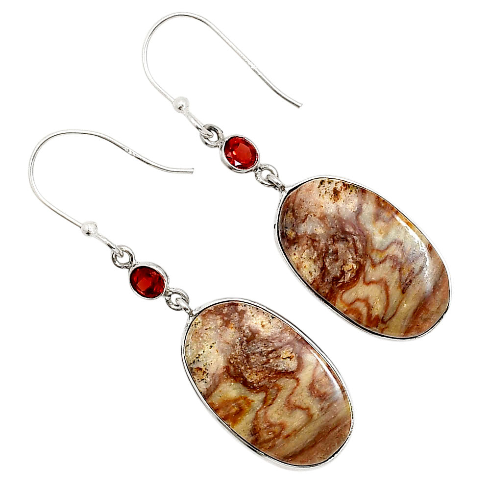 Wave Dolomite and Garnet Earrings E-1002 SDE90988