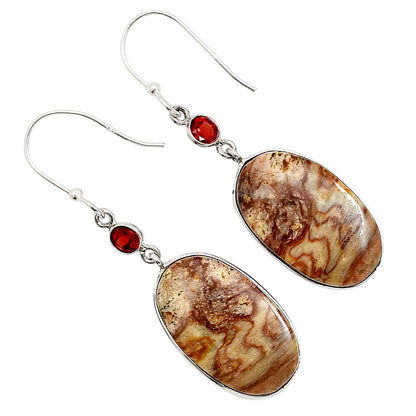 Wave Dolomite and Garnet Earrings E-1002 SDE90988
