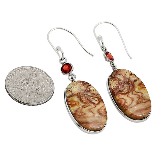 Wave Dolomite and Garnet Earrings E-1002 SDE90988