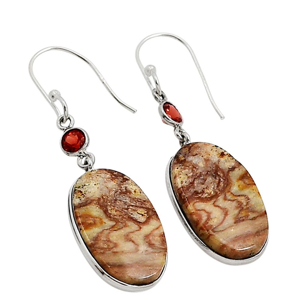 Wave Dolomite and Garnet Earrings E-1002 SDE90988