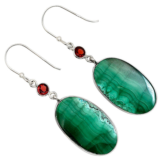 Malachite Eye and Garnet Earrings E-1002 SDE90989