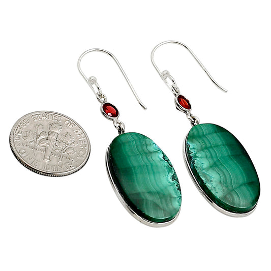 Malachite Eye and Garnet Earrings E-1002 SDE90989