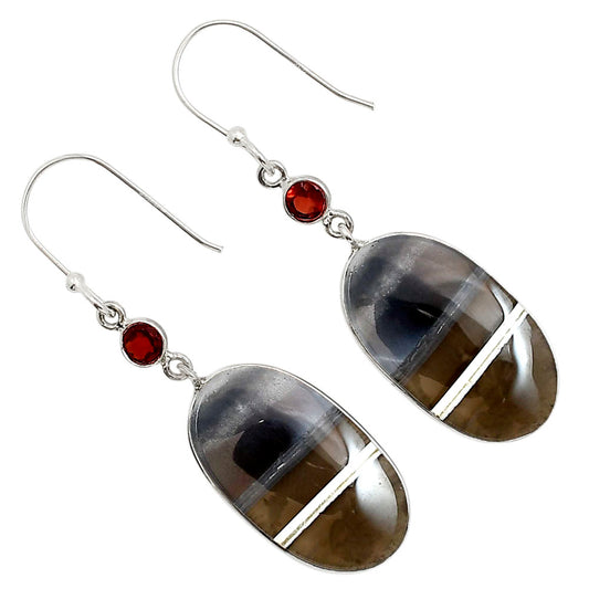 Banded Onyx and Garnet Earrings E-1002 SDE90992