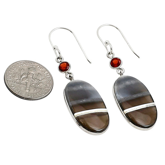 Banded Onyx and Garnet Earrings E-1002 SDE90992