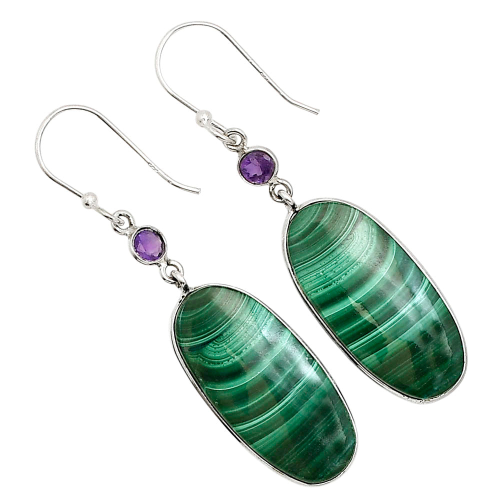 Malachite Eye and Amethyst Earrings E-1002 SDE90996