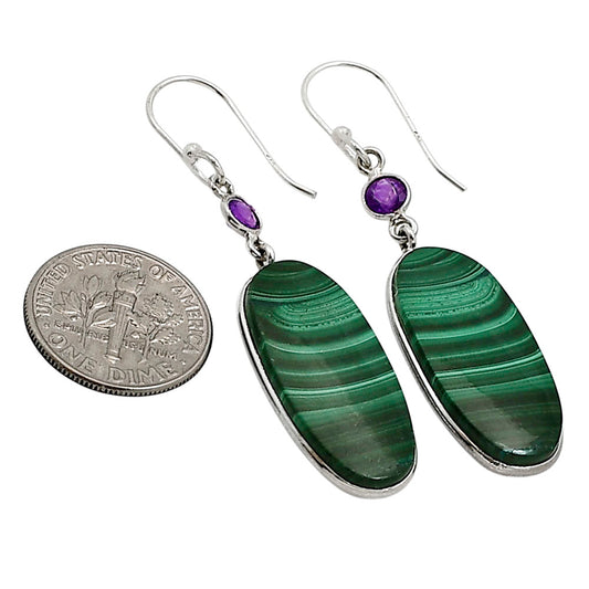 Malachite Eye and Amethyst Earrings E-1002 SDE90996