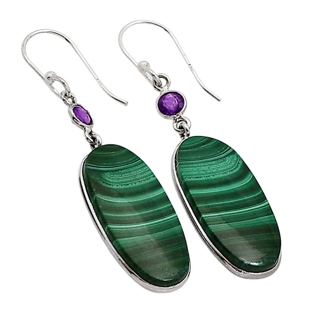 Malachite Eye and Amethyst Earrings E-1002 SDE90996