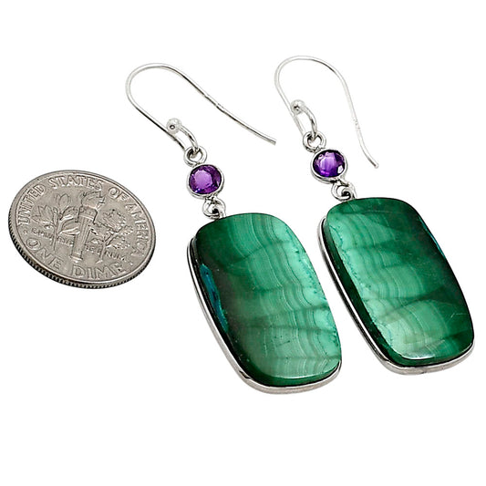 Malachite Eye and Amethyst Earrings E-1002 SDE90997