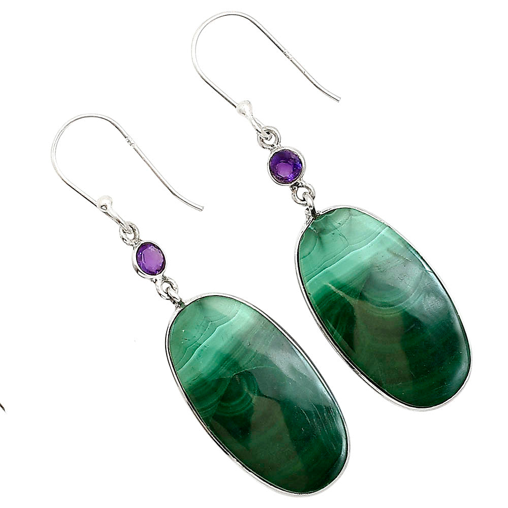 Malachite Eye and Amethyst Earrings E-1002 SDE90998