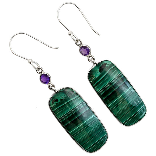 Malachite Eye and Amethyst Earrings E-1002 SDE91000