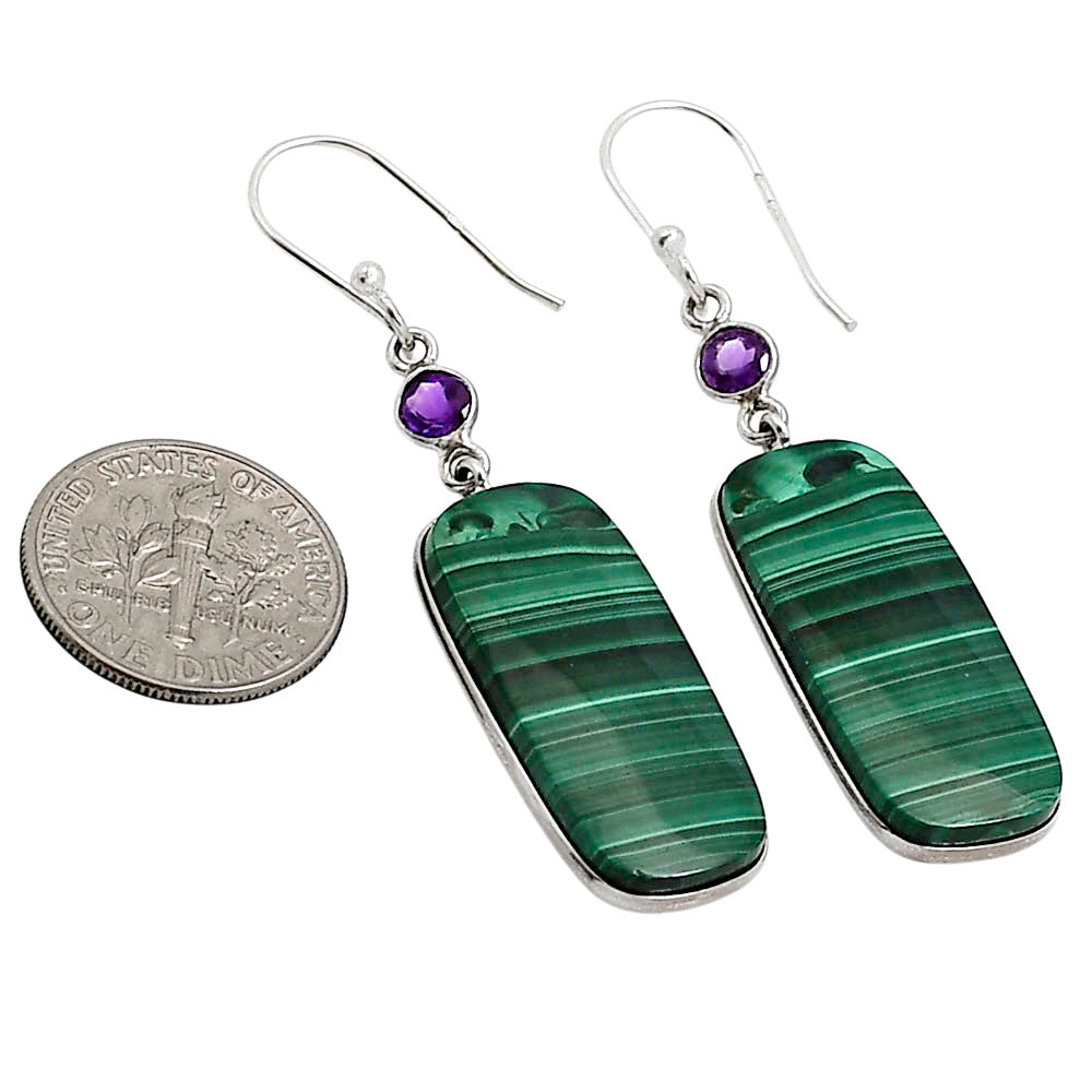 Malachite Eye and Amethyst Earrings E-1002 SDE91000