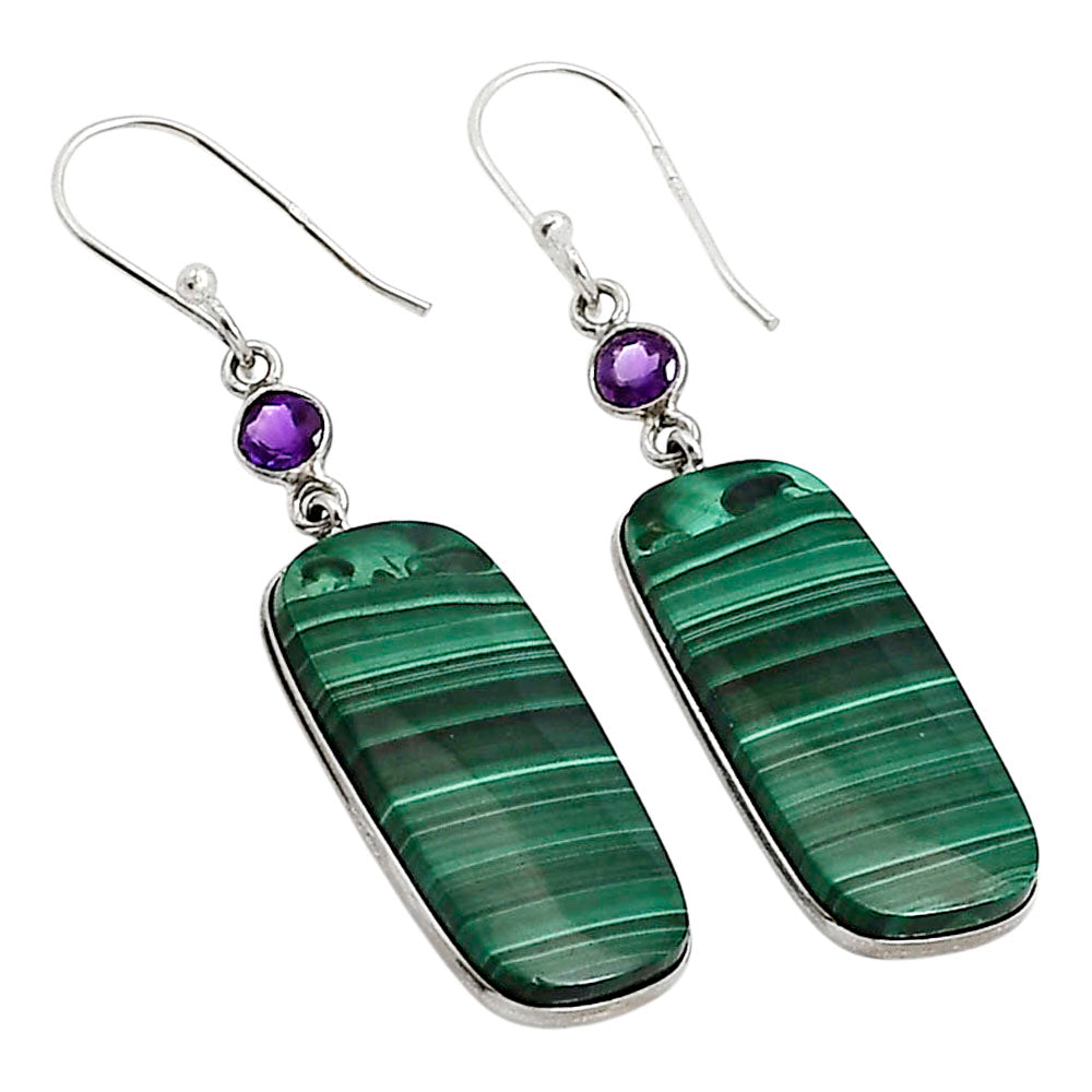 Malachite Eye and Amethyst Earrings E-1002 SDE91000