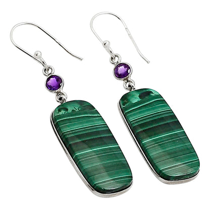 Malachite Eye and Amethyst Earrings E-1002 SDE91000