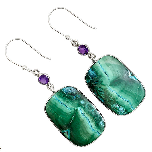 Malachite Eye and Amethyst Earrings E-1002 SDE91002