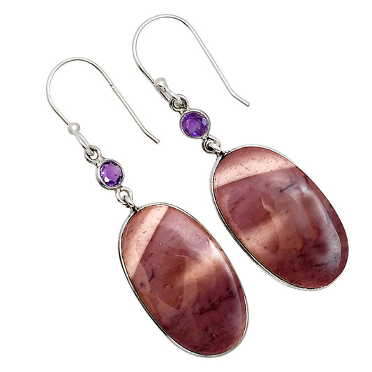Red Mookaite and Amethyst Earrings E-1002 SDE91009