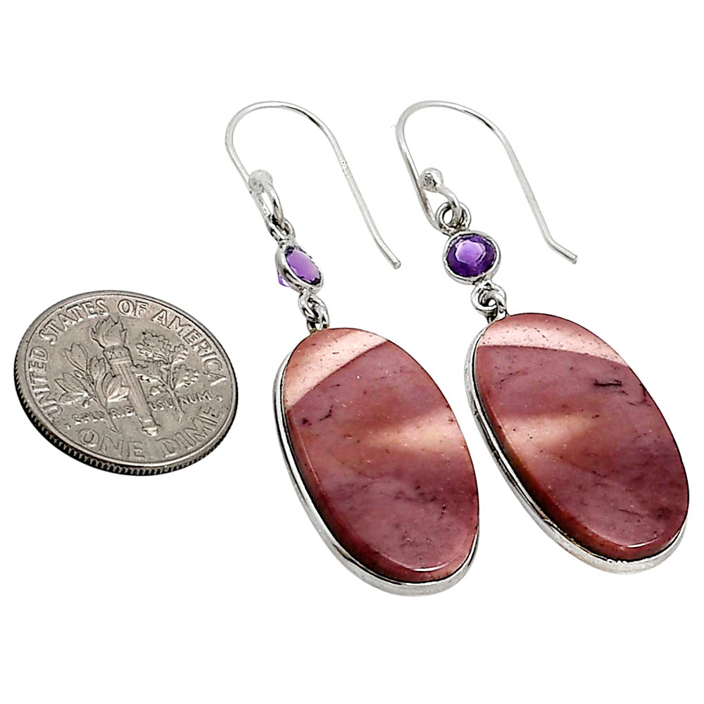 Red Mookaite and Amethyst Earrings E-1002 SDE91009