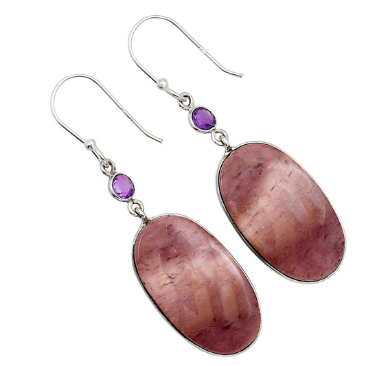 Red Mookaite and Amethyst Earrings E-1002 SDE91010