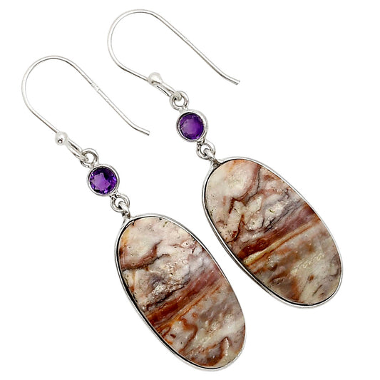 Wave Dolomite and Amethyst Earrings E-1002 SDE91012