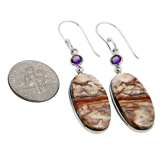 Wave Dolomite and Amethyst Earrings E-1002 SDE91012