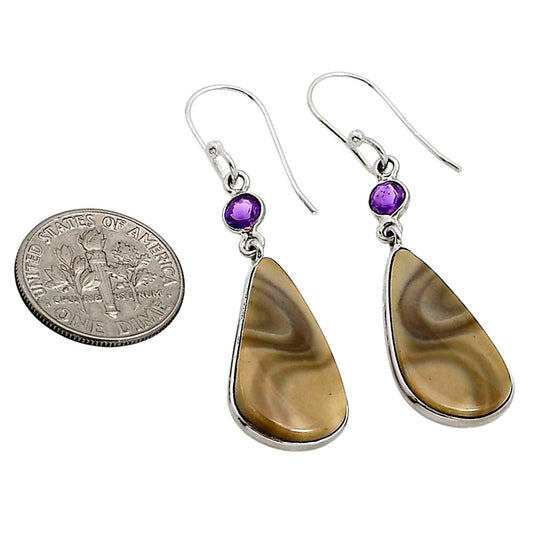 Flint Stone and Amethyst Earrings E-1002 SDE91016