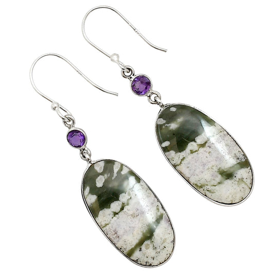 Peace Jade and Amethyst Earrings E-1002 SDE91018