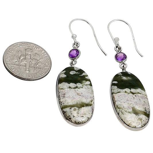 Peace Jade and Amethyst Earrings E-1002 SDE91018