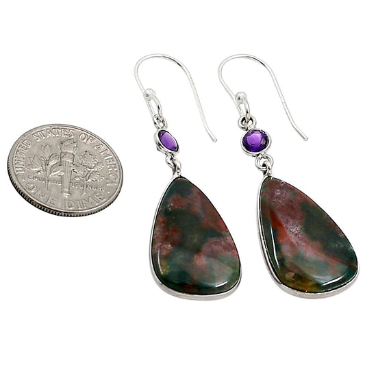 Blood Stone and Amethyst Earrings E-1002 SDE91019