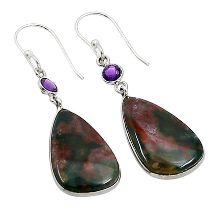 Blood Stone and Amethyst Earrings E-1002 SDE91019
