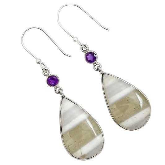 Banded Onyx and Amethyst Earrings E-1002 SDE91021