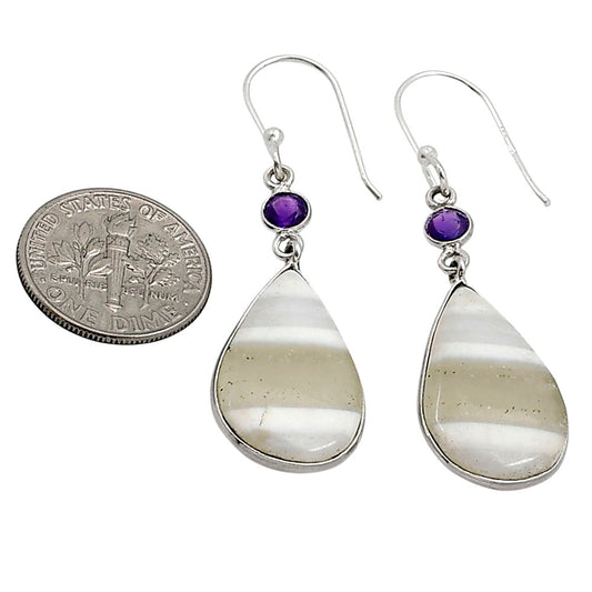 Banded Onyx and Amethyst Earrings E-1002 SDE91021
