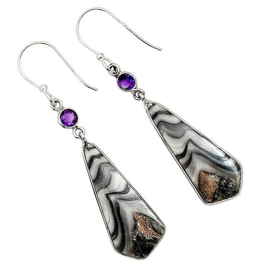 Prairie Agate and Amethyst Earrings E-1002 SDE91022