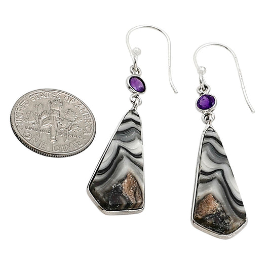 Prairie Agate and Amethyst Earrings E-1002 SDE91022