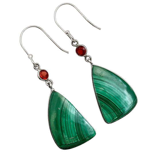 Malachite Eye and Garnet Earrings E-1002 SDE91026