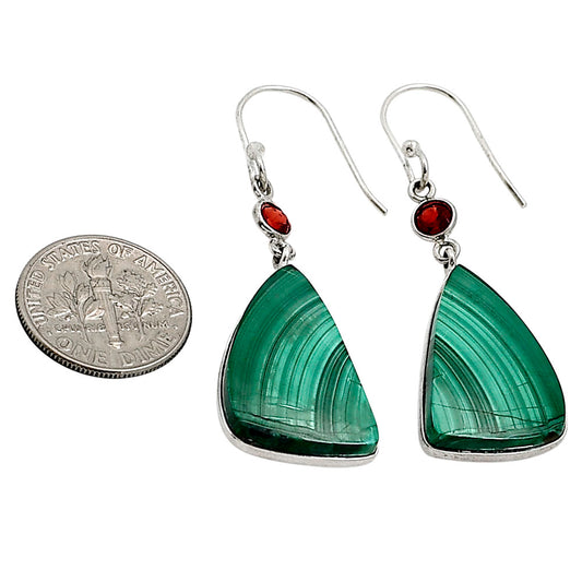 Malachite Eye and Garnet Earrings E-1002 SDE91026
